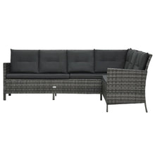 Loungeset Met Kussens Poly Rattan Grijs