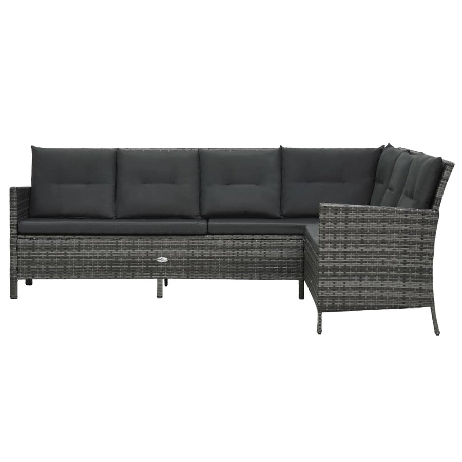Loungeset Met Kussens Poly Rattan Grijs