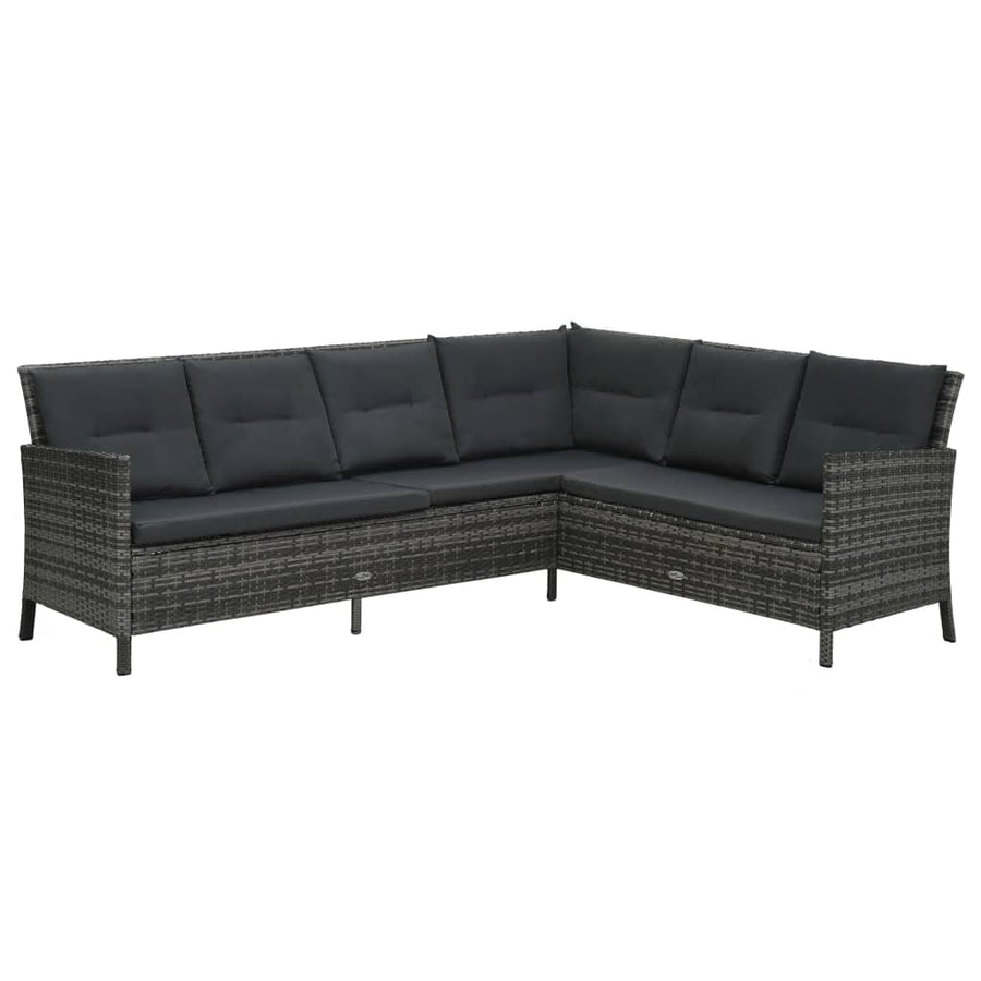 Loungeset Met Kussens Poly Rattan Grijs