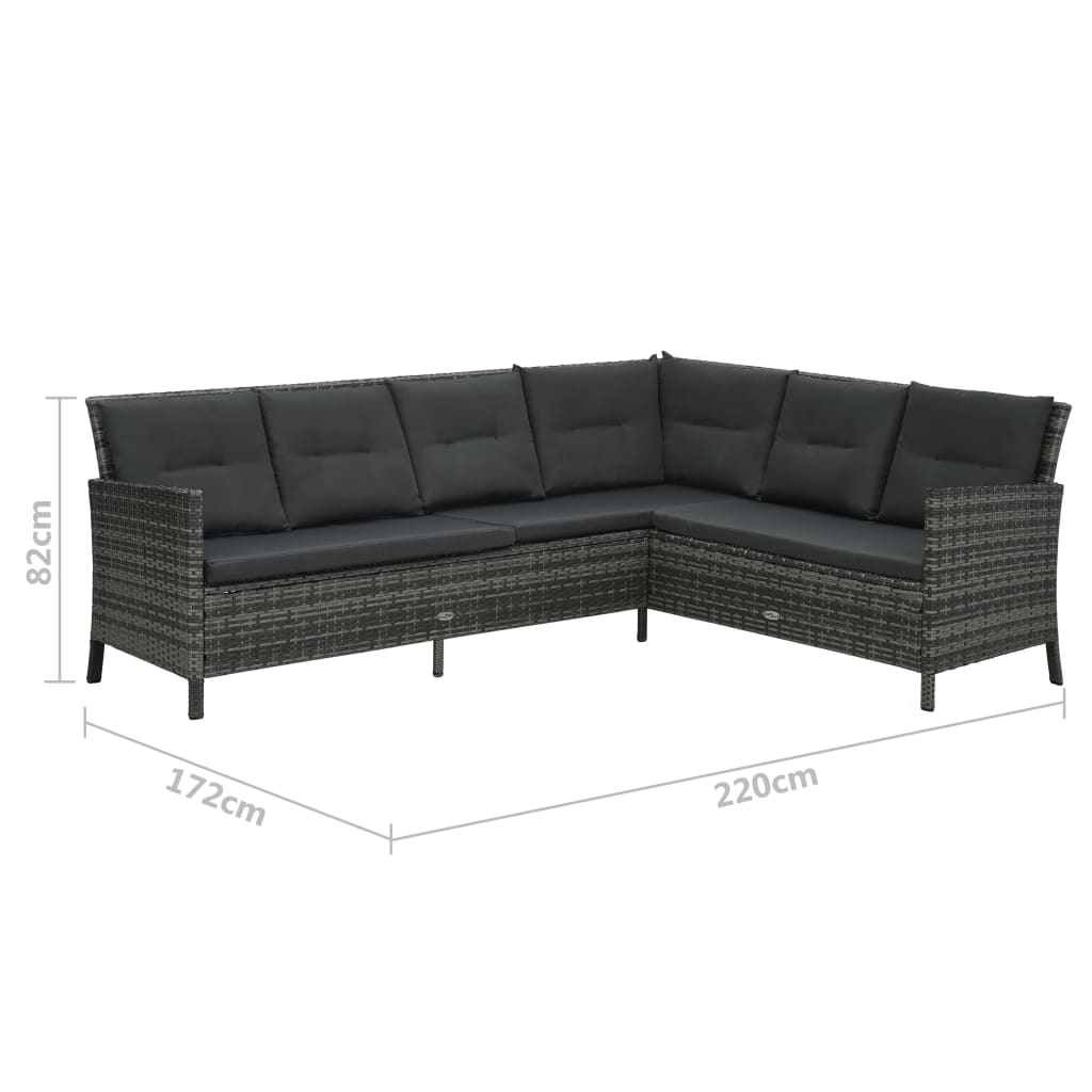 Loungeset Met Kussens Poly Rattan Grijs