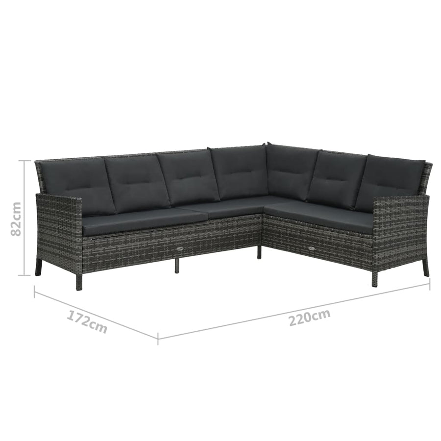 Loungeset Met Kussens Poly Rattan Grijs