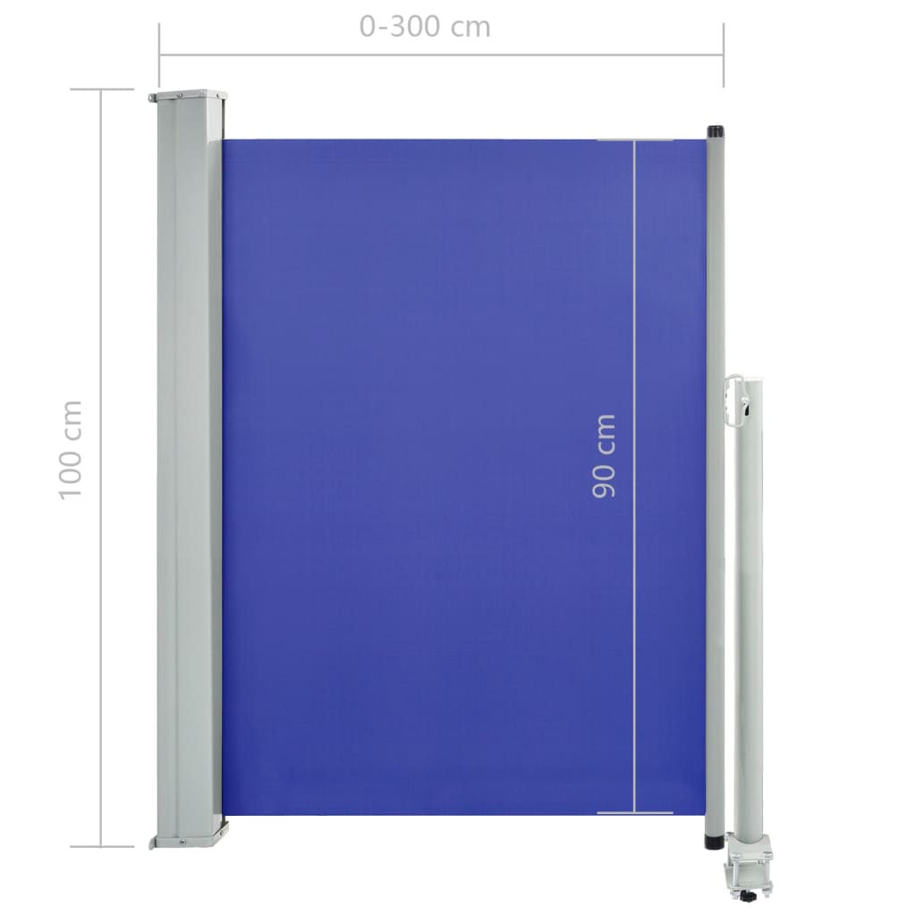 Tuinscherm Uittrekbaar 100 x 300 cm Blauw