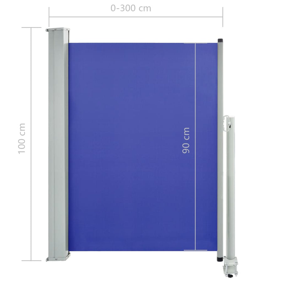 Tuinscherm Uittrekbaar 100 x 300 cm Blauw