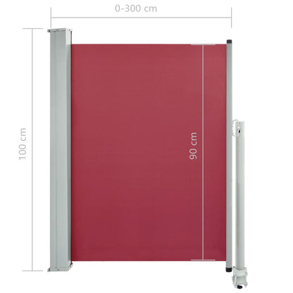 Tuinscherm Uittrekbaar 100 x 300 cm Rood