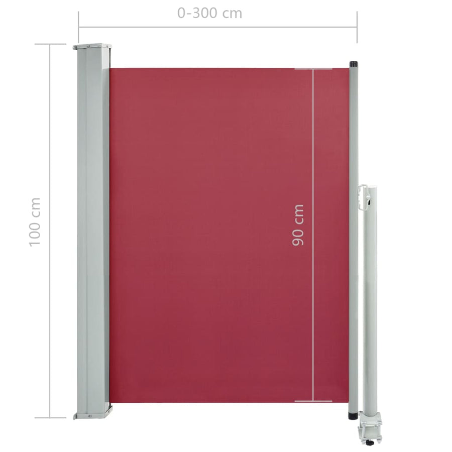 Tuinscherm Uittrekbaar 100 x 300 cm Rood