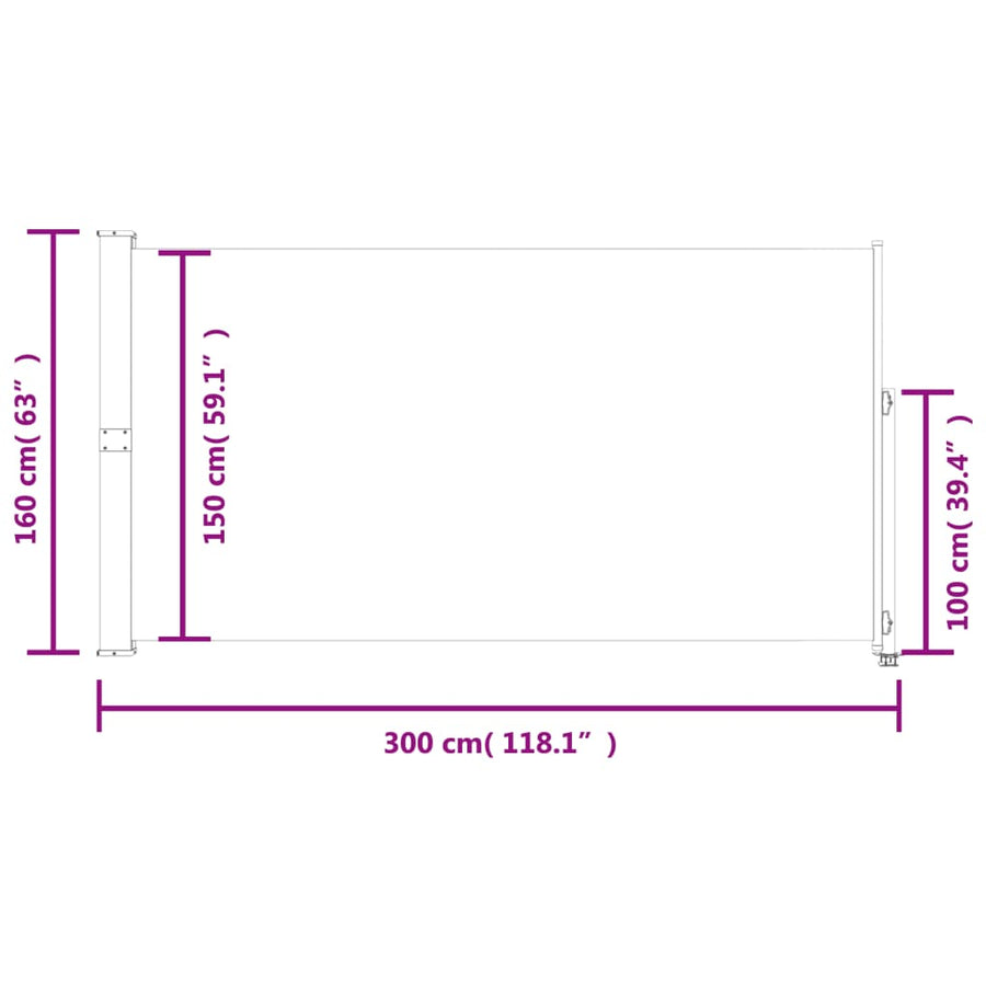 Tuinscherm Uittrekbaar 160 x 300 cm Rood