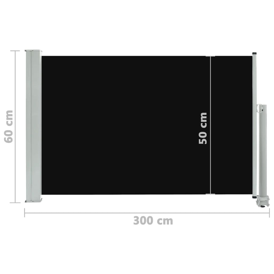 Tuinscherm Uittrekbaar 60 x 300 cm Zwart
