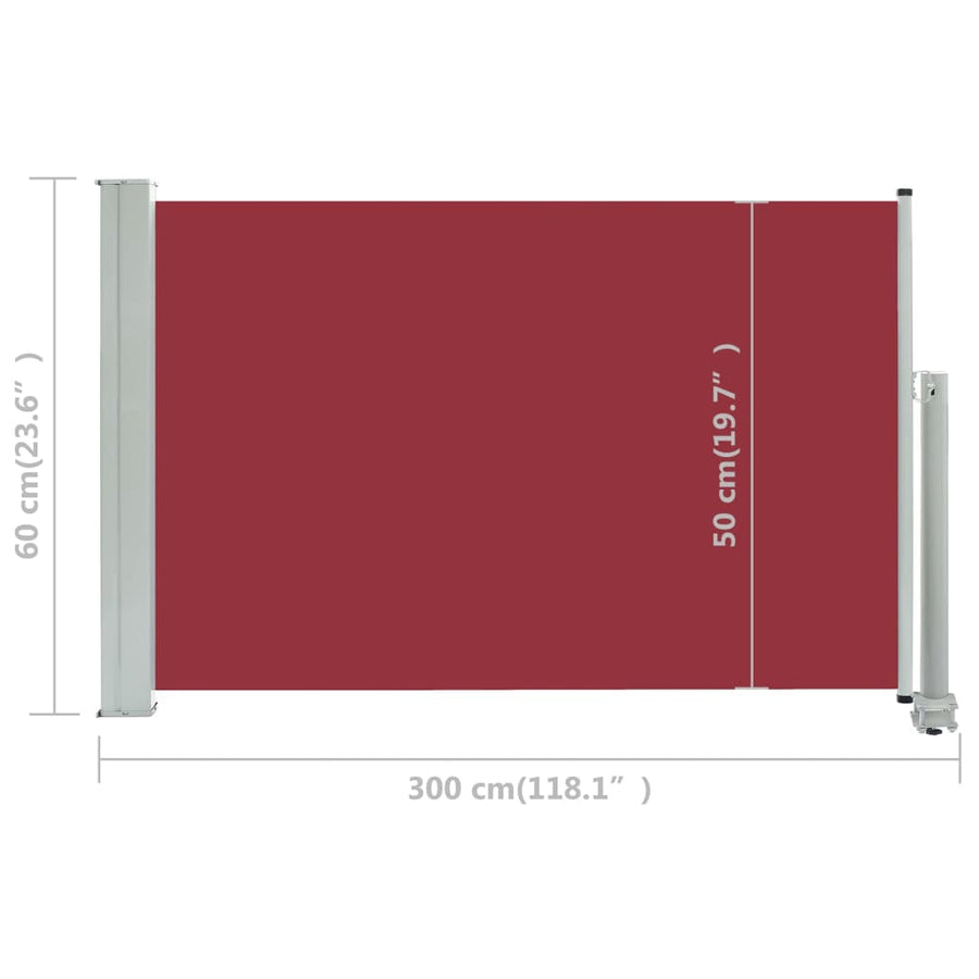 Tuinscherm Uittrekbaar 60 x 300 cm Rood