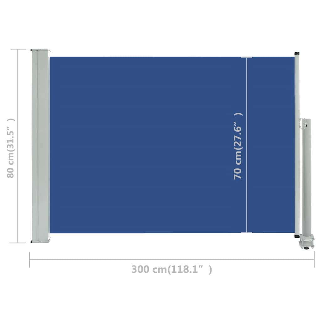 Tuinscherm uittrekbaar 80x300 cm blauw