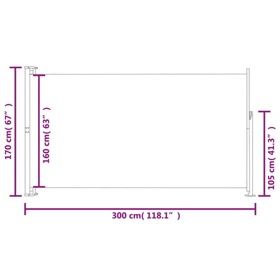 Tuinscherm Uittrekbaar 170 x 300 cm Grijs