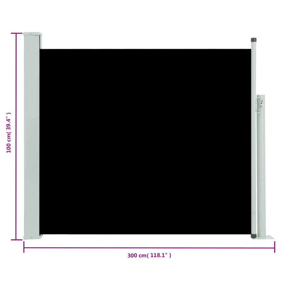 Tuinscherm uittrekbaar 100x300 cm zwart 100 x 300 cm Zwart