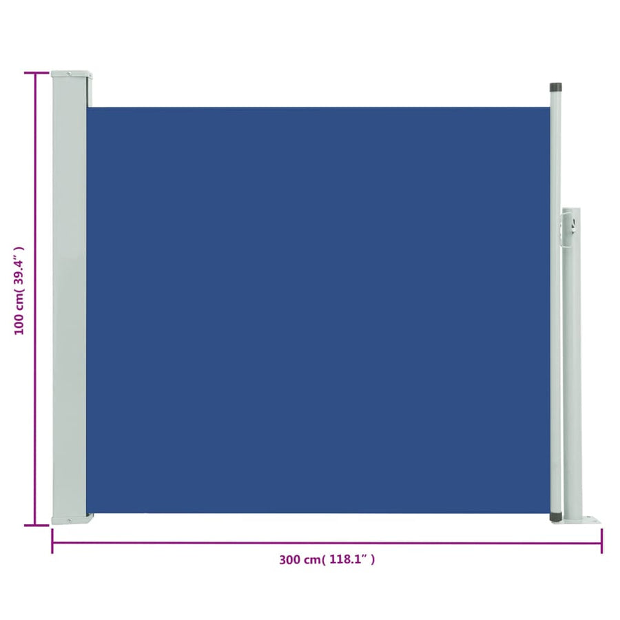 Tuinscherm uittrekbaar 100x300 cm blauw 100 x 300 cm Blauw