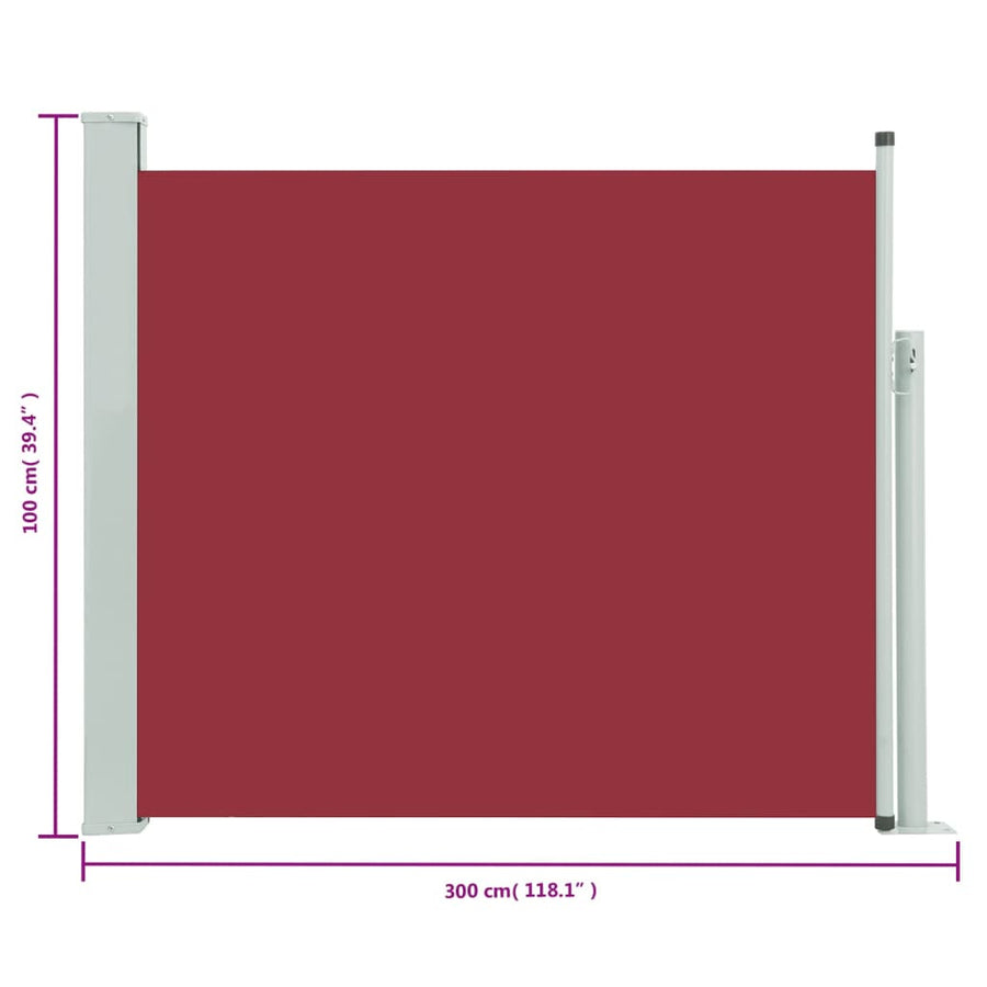 Tuinscherm uittrekbaar 100x300 cm rood 100 x 300 cm Rood