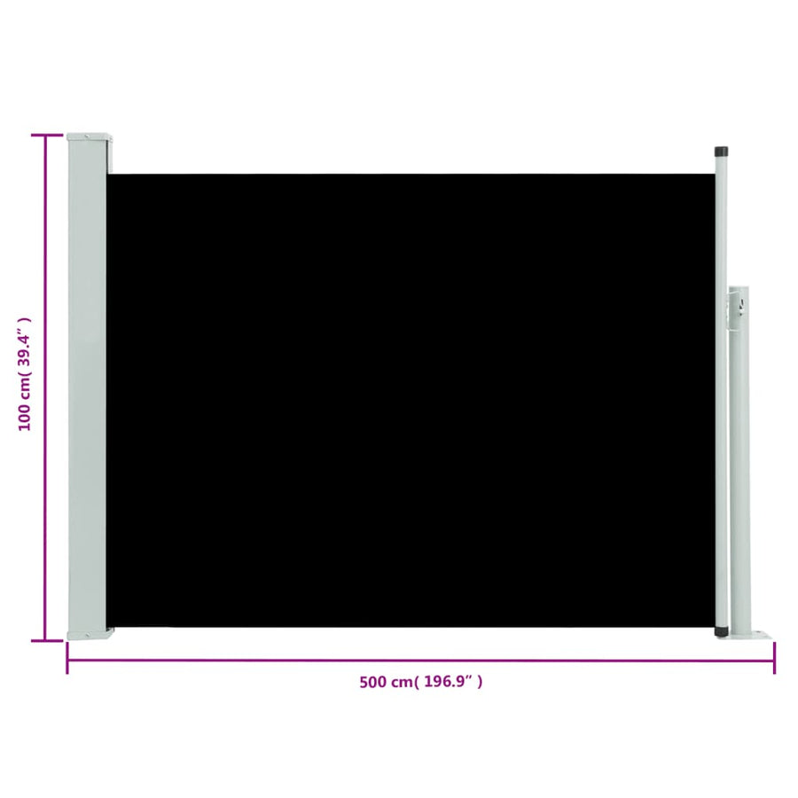 Tuinscherm Uittrekbaar 100 x 500 cm Zwart