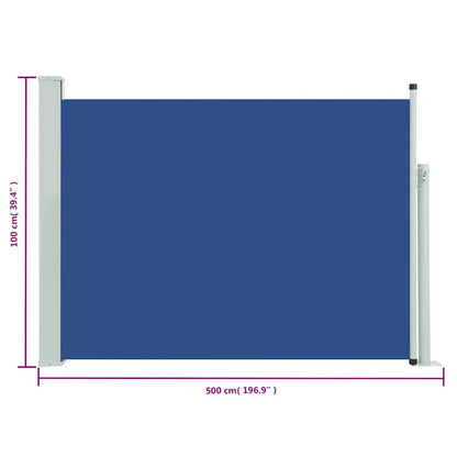 Tuinscherm uittrekbaar 100x514 cm blauw