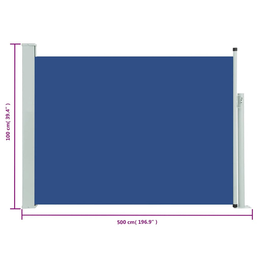Tuinscherm uittrekbaar 100x514 cm blauw