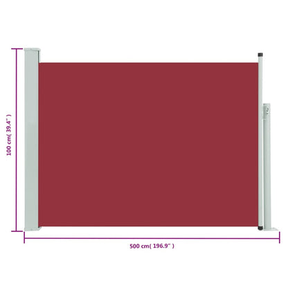 Tuinscherm Uittrekbaar 100 x 500 cm Rood