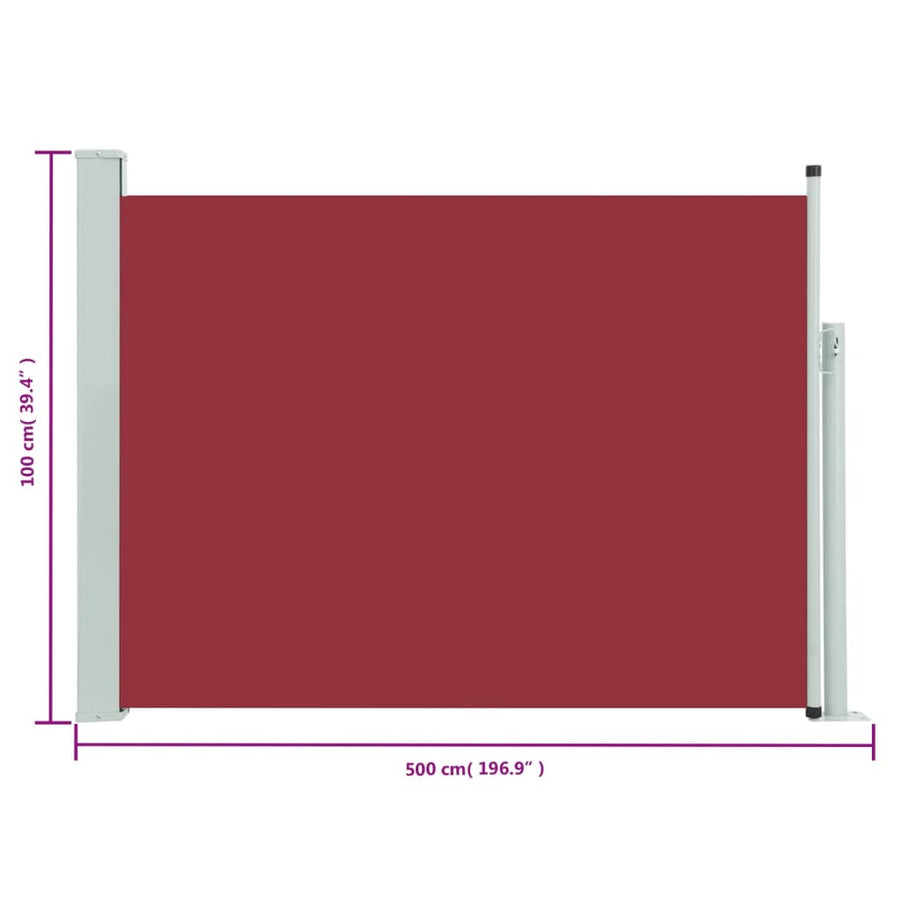 Tuinscherm Uittrekbaar 100 x 500 cm Rood