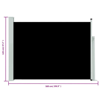 Tuinscherm Uittrekbaar 120 x 500 cm Zwart