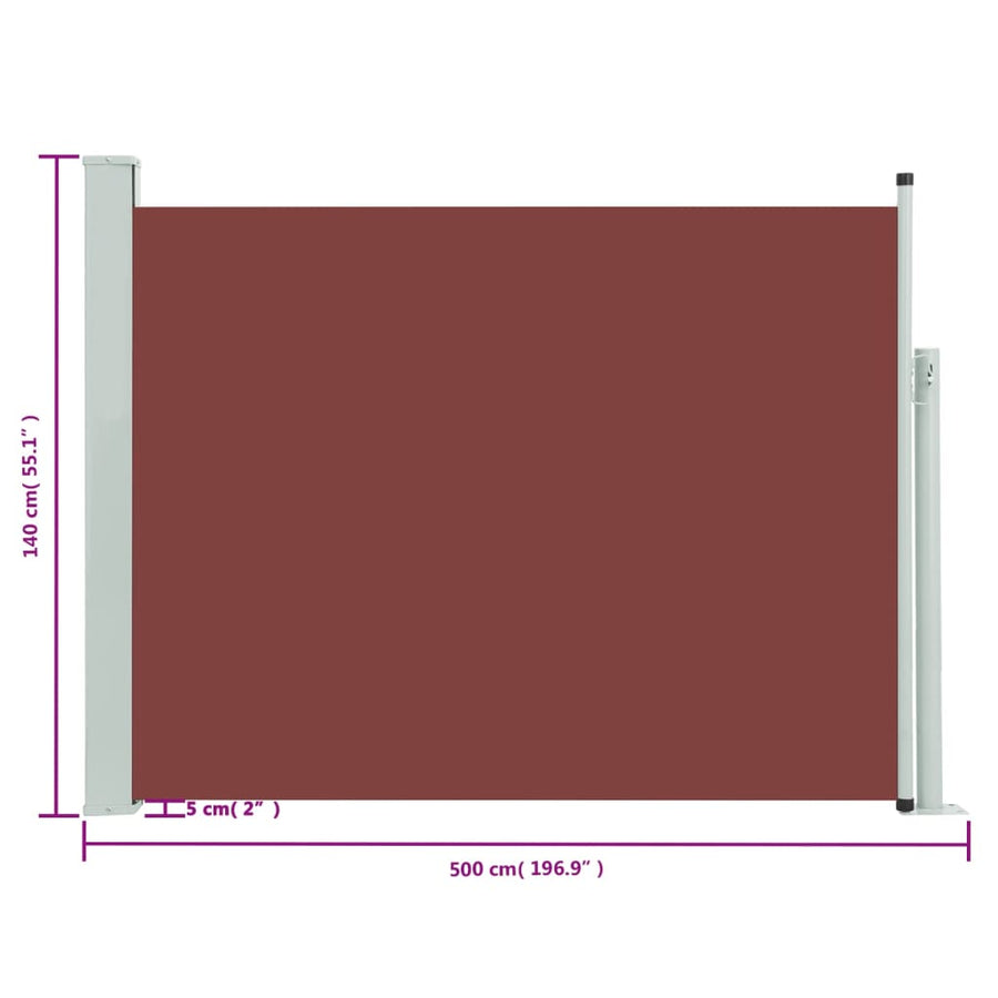 Tuinscherm Uittrekbaar 140 x 500 cm Bruin