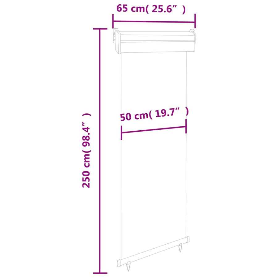 Balkonscherm Kleurig 65 x 250 cm Crème