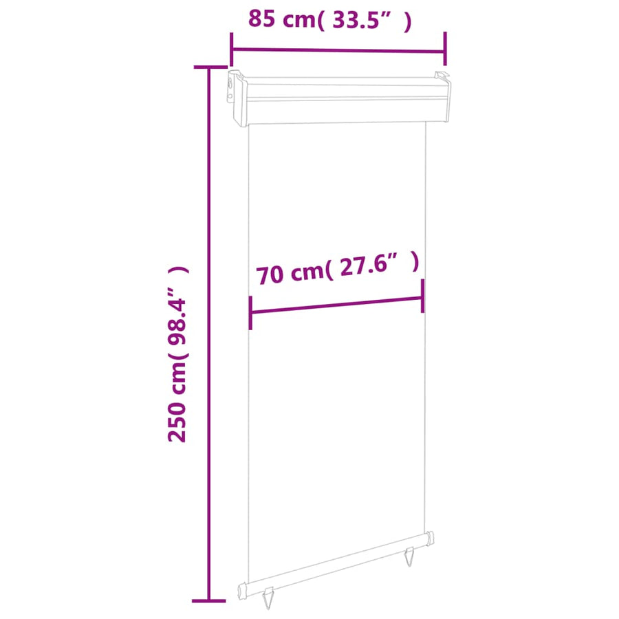 Balkonscherm 85x250 cm grijs 85 x 250 cm Grijs