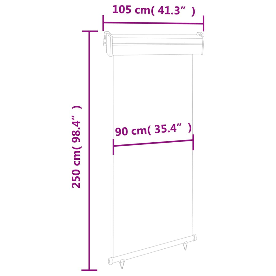 Balkonscherm 105 x 250 cm Zwart