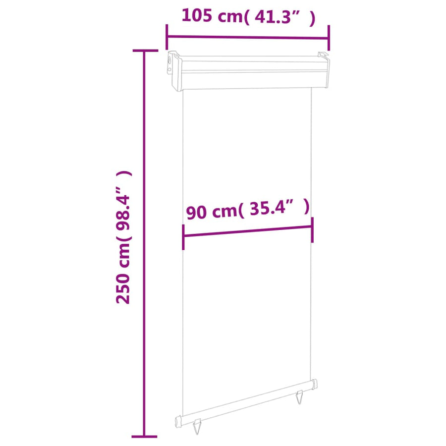 Balkonscherm Kleurig 105 x 250 cm Crème
