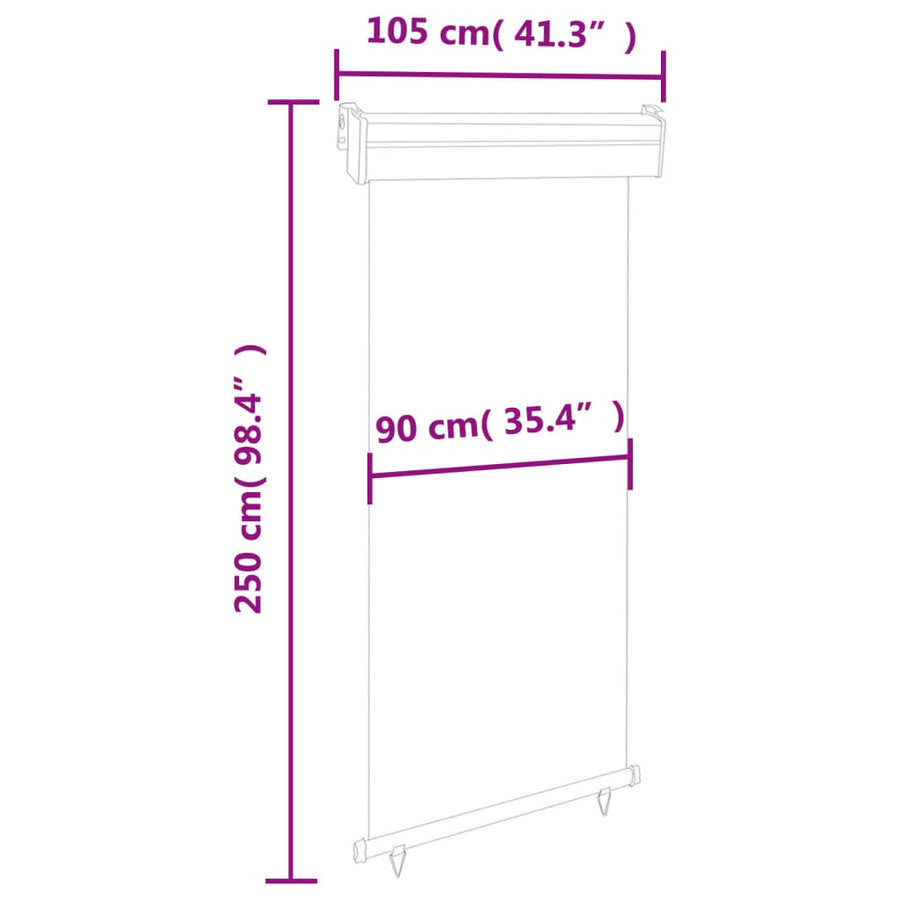 Balkonscherm 105 x 250 cm Grijs