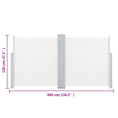 Windscherm Uittrekbaar 120 x 600 cm Crème