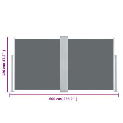 Windscherm Uittrekbaar 120X600 Cm Antraciet 120 x 600 cm