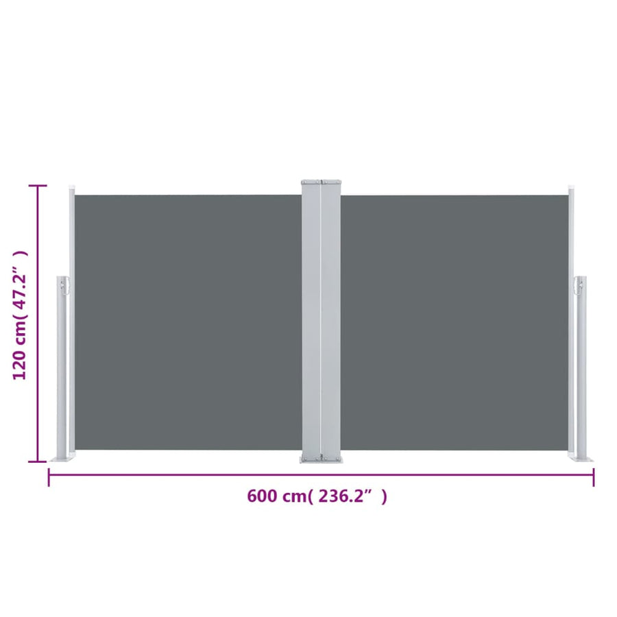 Windscherm Uittrekbaar 120X600 Cm Antraciet 120 x 600 cm