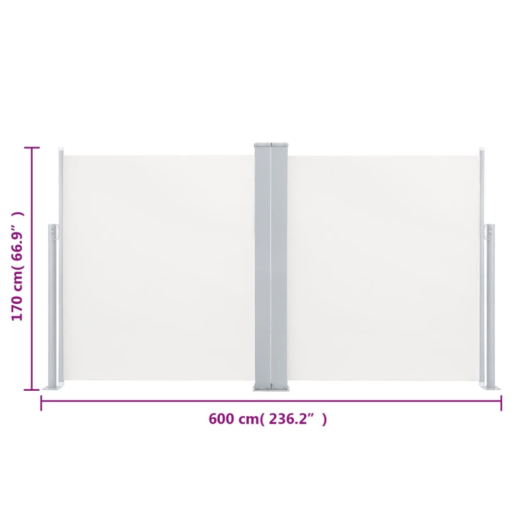 Tuinscherm Uittrekbaar Dubbel 170 x 600 cm Crème