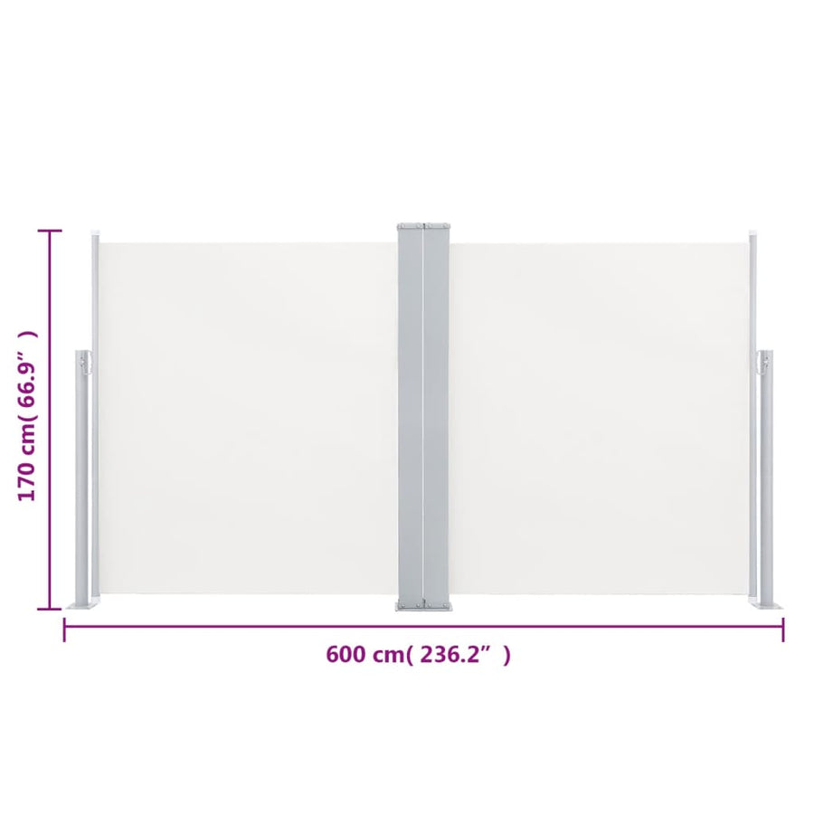 Tuinscherm Uittrekbaar Dubbel 170 x 600 cm Crème