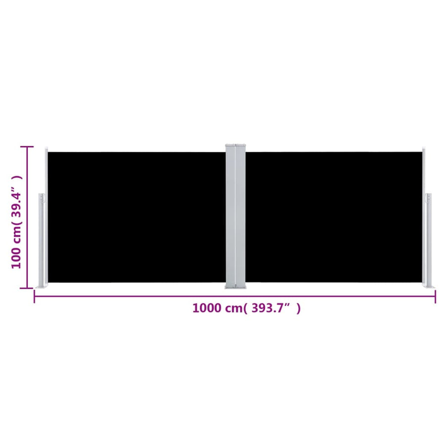 Windscherm Uittrekbaar Zwart 100 x 1000 cm