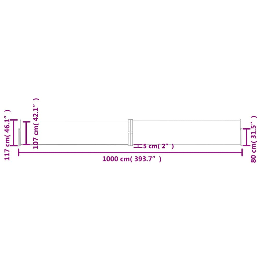 Windscherm Uittrekbaar 120X1000 Cm Antraciet 120 x 1000 cm