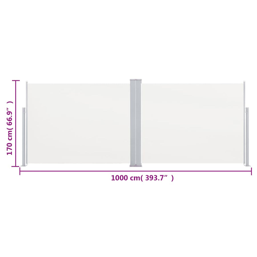 Windscherm uittrekbaar 170x1000 cm crème