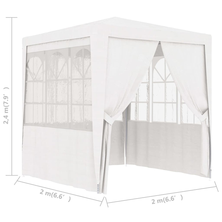 Partytent Met Zijwanden Professioneel 90 G/M² 2 x 2 m Wit