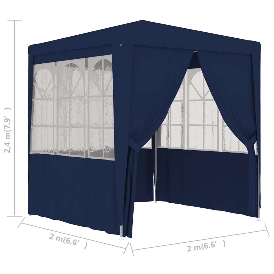 Partytent Met Zijwanden Professioneel 90 G/M² 2 x 2 m Blauw