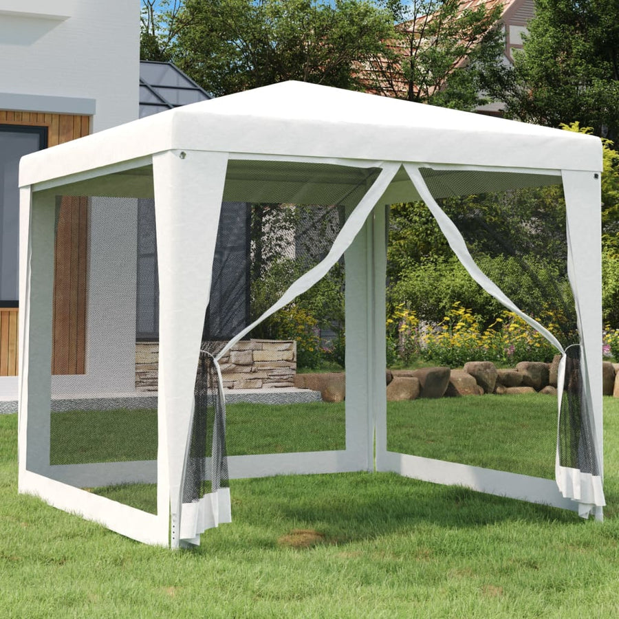 Partytent Met 4 Mesh Zijwanden 2,5X2,5 M 2.5 x 2.5 m Wit