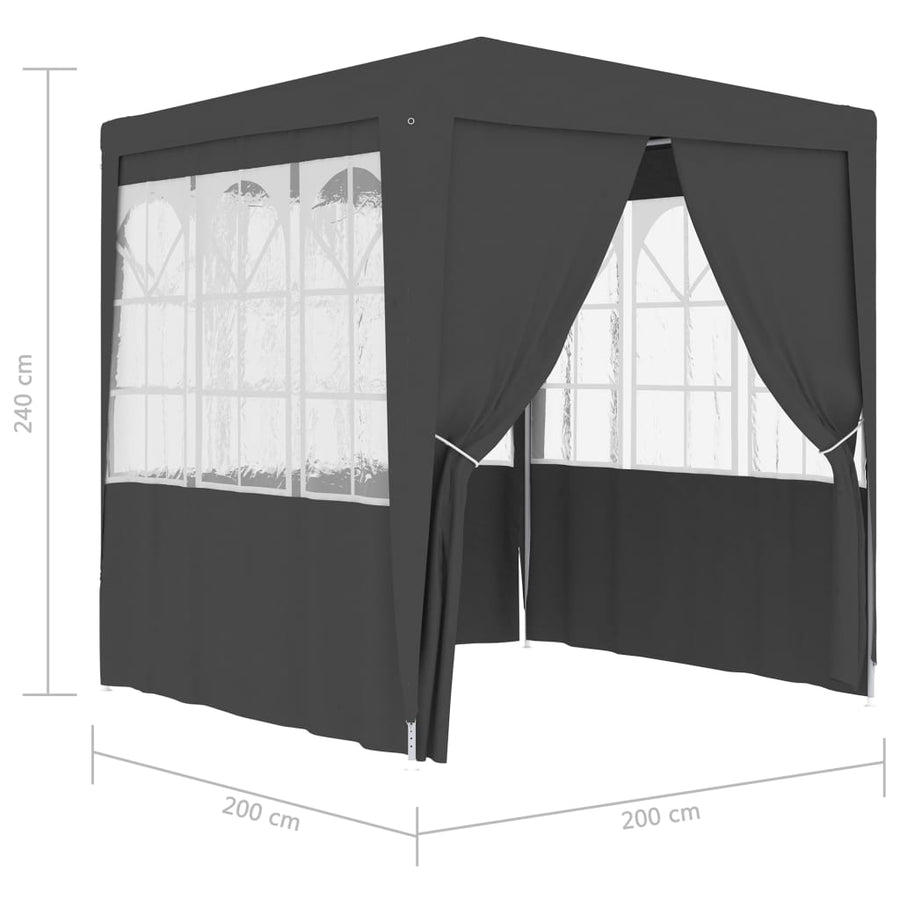 Partytent Met Zijwanden Professioneel 90 G/M² 2 x 2 m Antraciet