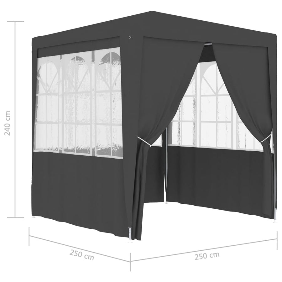 Partytent Met Wanden Professioneel 90 G/M² 2,5X2,5 M 2.5 x 2.5 m Antraciet