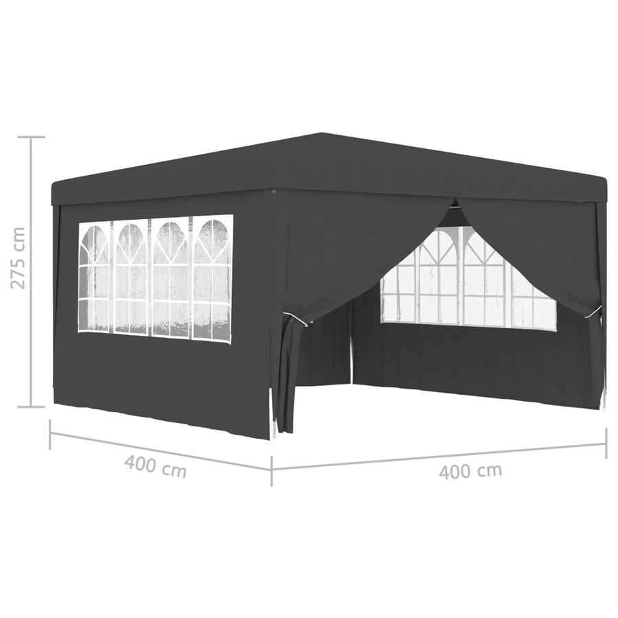 Partytent Met Zijwanden Professioneel 90 G/M² 4 x 4 m Antraciet
