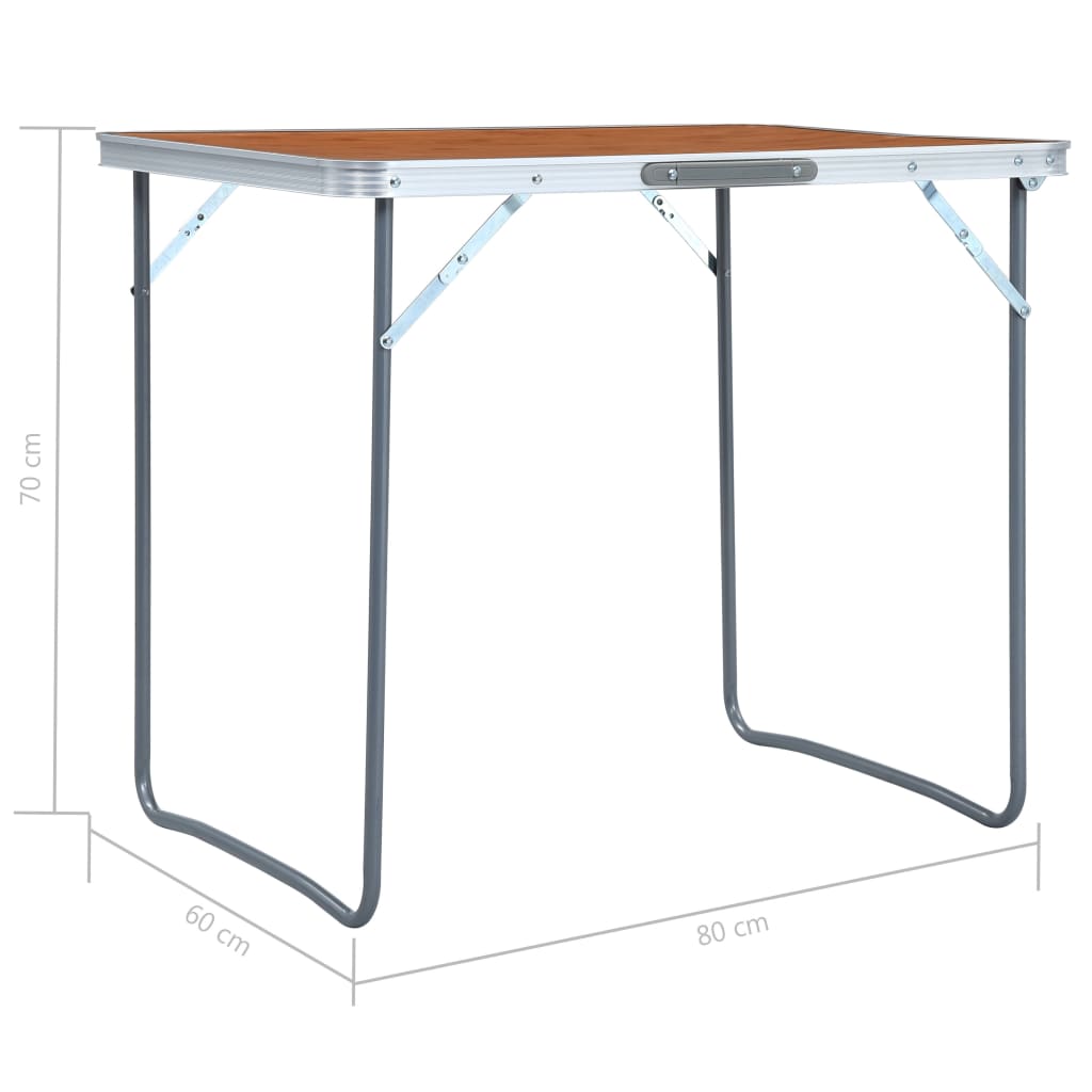 Campingtafel Inklapbaar Met Metalen Frame 80X60 Cm Bruin