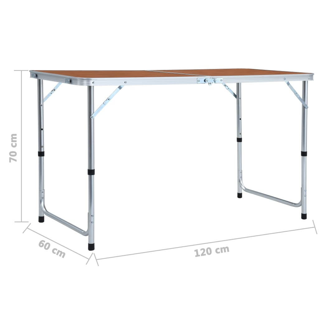 Campingtafel Inklapbaar Aluminium 120 x 60 cm Bruin