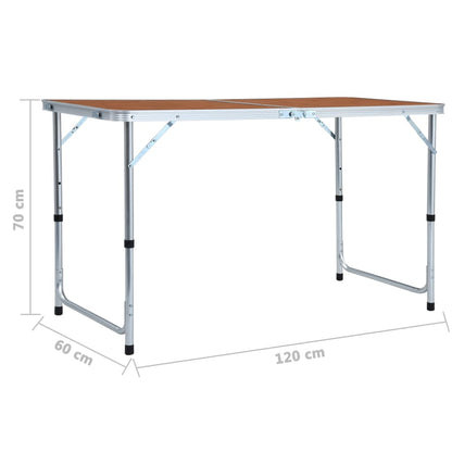 Campingtafel Inklapbaar Aluminium 120 x 60 cm Bruin