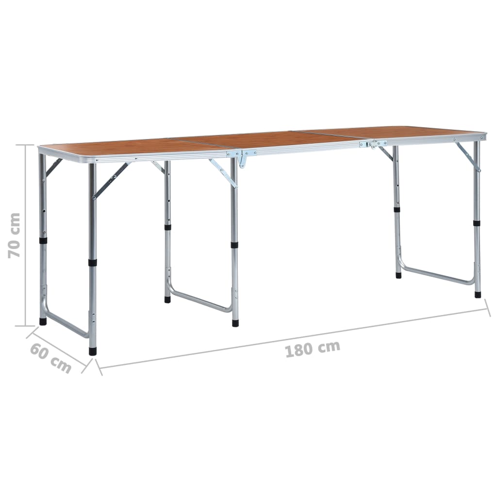 Campingtafel Inklapbaar Aluminium 180 x 60 cm Bruin