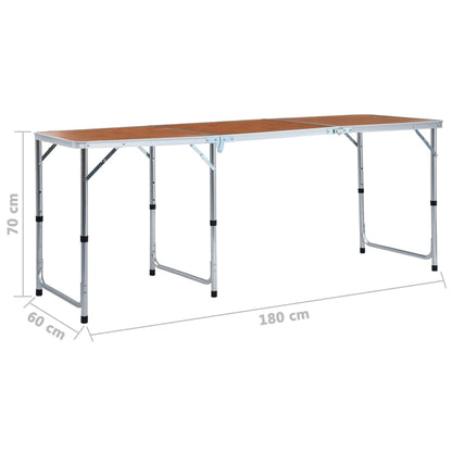Campingtafel Inklapbaar Aluminium 180 x 60 cm Bruin