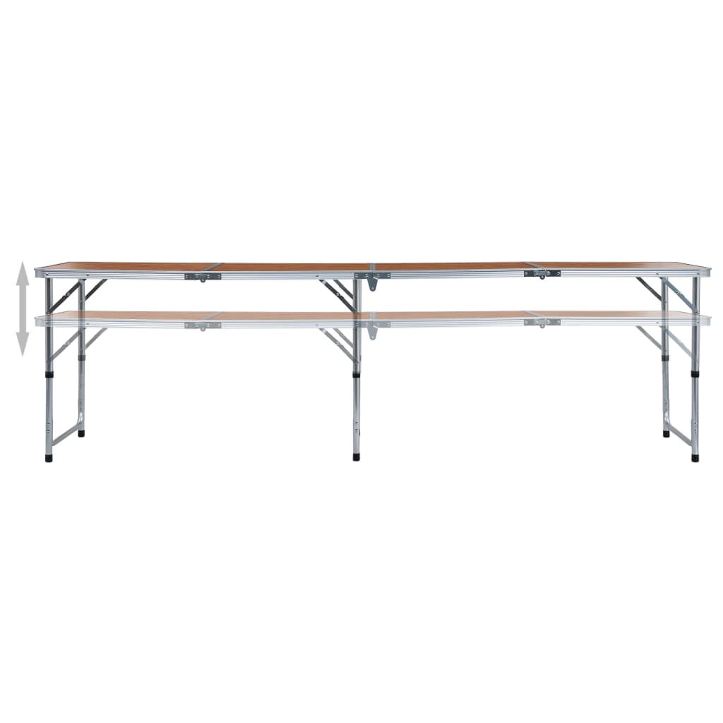 Campingtafel Inklapbaar Aluminium 240 x 60 cm Bruin