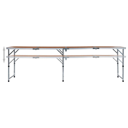 Campingtafel Inklapbaar Aluminium 240 x 60 cm Bruin